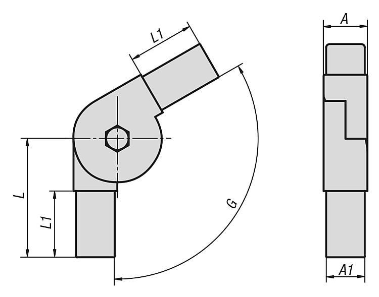 Tube Connector Plug. 2 Way With Hinge. To Suit 25mm Square Tube. 68mm Length. Plastic.