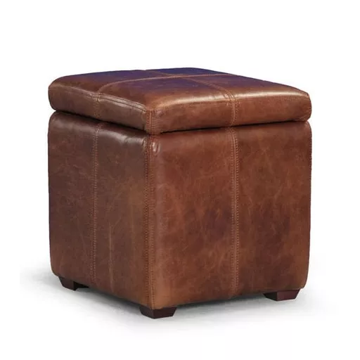 Caesar Leather Storage Footstool