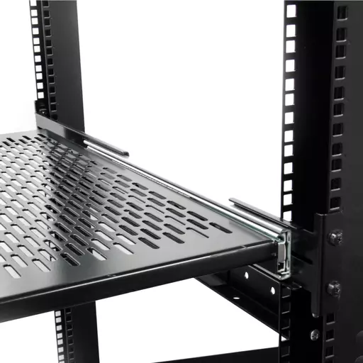 StarTech.com 2U Sliding Server Rack Mount Shelf - 20 to 30in Adjustable Mounting Depth - Vented - 50lb - Heavy Duty Universal 19” Rack Shelf for Equipment Rack - 24in Deep