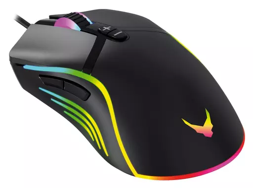 Varr Gaming USB Wired Mouse, Black (with massive amount of LED backlight effects), Adjustable DPI (1000, 1600, 3200 or 6400dpi), Seven Button with Scroll Wheel, LED backlights with millions of colour and effect changes, Popular USB-A connection, Optical,