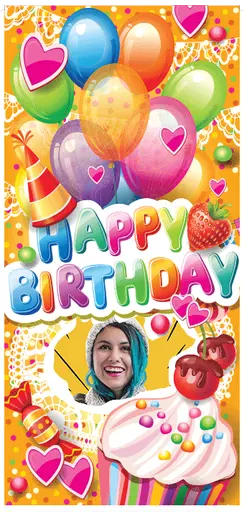 Personalised Birthday Balloons Banner - Upload picture