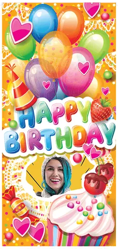 Personalised pvc Birthday Banner – Customise with Name Age & photo-  Colourful Party Decor