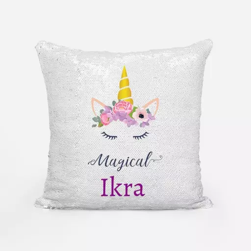Personalised Sequin Magic Cushio Unicorn inspired 