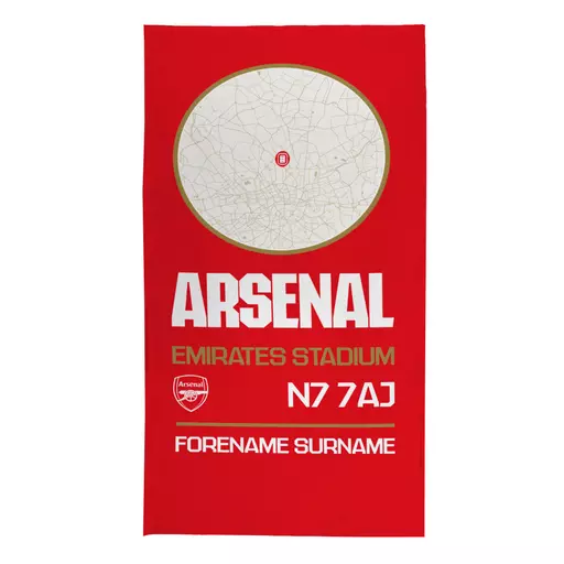 Arsenal FC Map Red Beach Towel