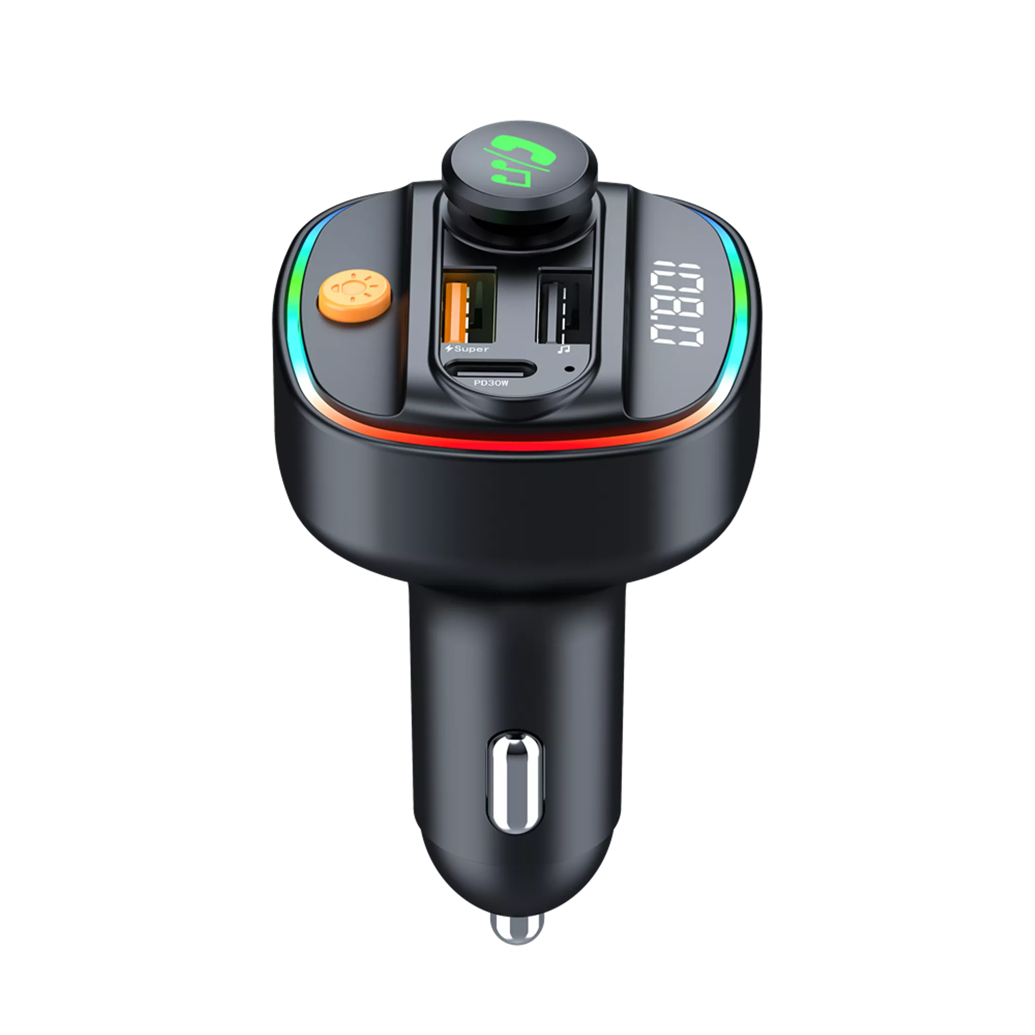 30W USB-C FM Wireless Bluetooth Transmitter USB Port Car Adapter in Default