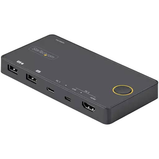 StarTech.com 2 Port Hybrid USB-A + HDMI & USB-C KVM Switch - Single 4K 60Hz HDMI 2.0 Monitor - Compact Desktop and/or Laptop HDMI KVM Switch - USB Bus Powered - Thunderbolt 3 Compatible