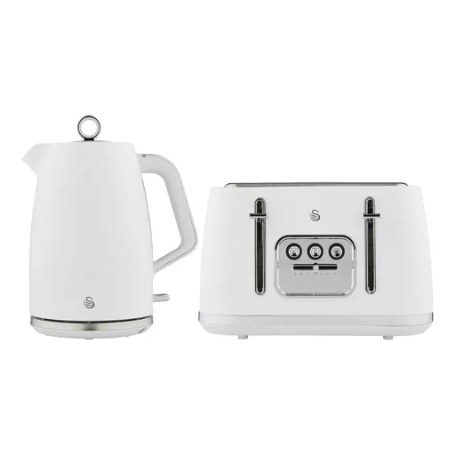 Swan Serenity Kitchen Set, 1.7L Kettle & 4 Slice Toaster in White