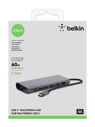 Belkin F4U092BTSGY notebook dock/port replicator USB 3.2 Gen 1 (3.1 Gen 1) Type-C Grey