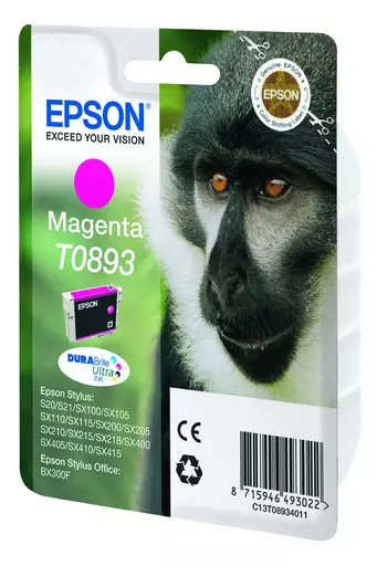 Epson C13T08934011/T0893 Ink cartridge magenta, 135 pages ISO/IEC 24711 3,5ml for Epson Stylus S 20/SX 115/SX 415