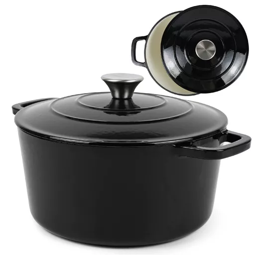 26cm Cast Iron Casserole Black