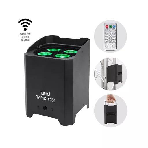 LEDJ Rapid QB1 RGBA IP Battery Powered LED Par - Black