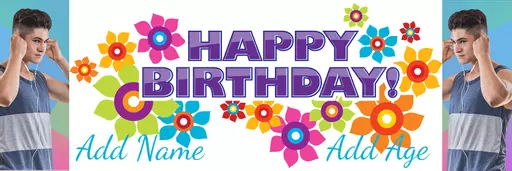 Personalised Flowery Birthday Banner - Upload pictures
