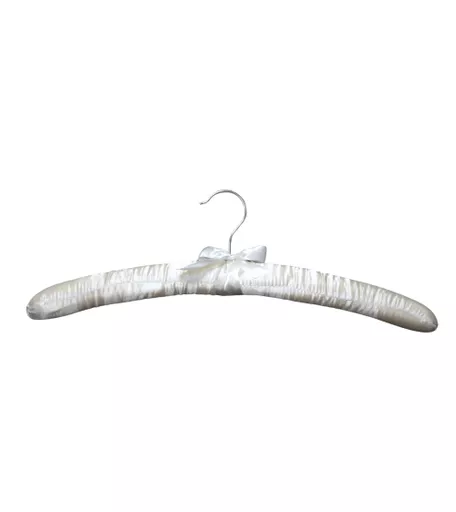 White Padded Satin Chrome Hanger - 430mm