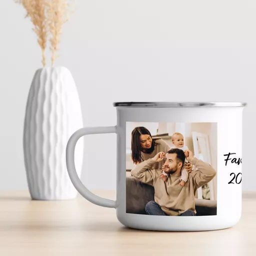 Personalised 2 Photo Enamel Mug
