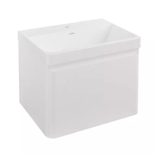 Grovely 60cm Wall Hung Unit 1 Drawer  High Gloss White