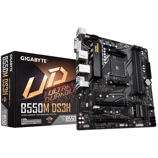 Gigabyte B550M DS3H Motherboard - Supports AMD Ryzen 5000 Series AM4 CPUs, 5+3 Phases Pure Digital VRM, up to 4733MHz DDR4 (OC), 2xPCIe 3.0 M.2, GbE LAN, USB 3.2 Gen1