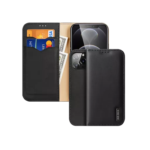 Dux Ducis - Hivo Genuine Leather Wallet for iPhone 13 Pro Max - Black