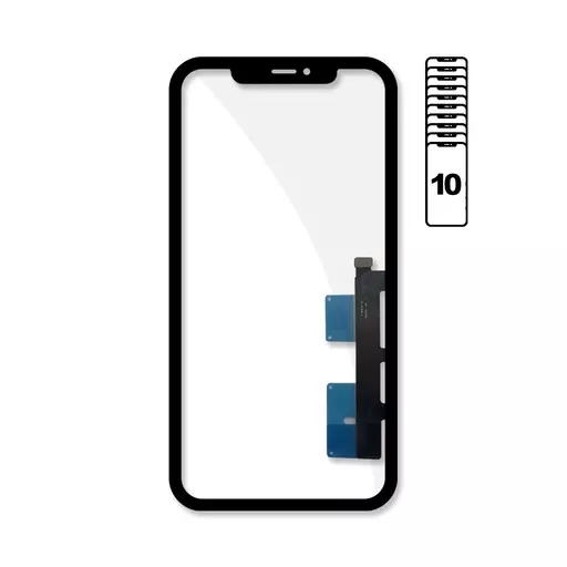 Glass w/ Touch (Glass + Frame + Digitizer + OCA) (10 Pack) (CERTIFIED) (Black) - For iPhone XR