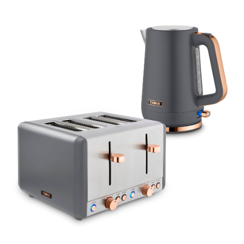 Tower Cavaletto Jug Kettle & 4 Slice Toaster Bundle Grey