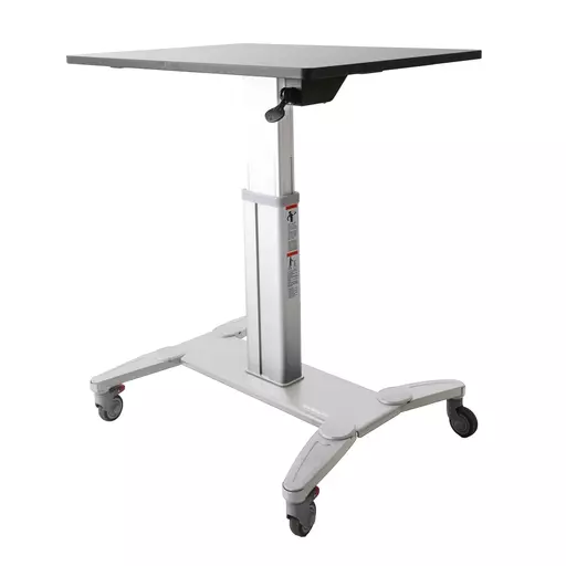 StarTech.com Mobile Standing Desk - Portable Sit Stand Ergonomic Height Adjustable Cart on Wheels - Rolling Computer/Laptop Workstation Table with Locking One-Touch Lift for Teacher/Student