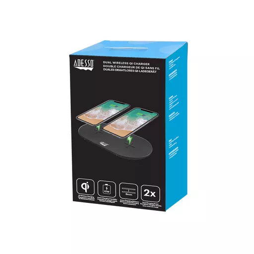 Adesso AUH-1040 mobile device charger Headset, Smartphone, Smartwatch Black USB Wireless charging Fast charging Indoor