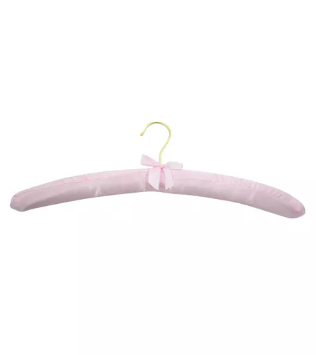 Single Pink Padded Satin Hanger (Brass Hook) - 420mm