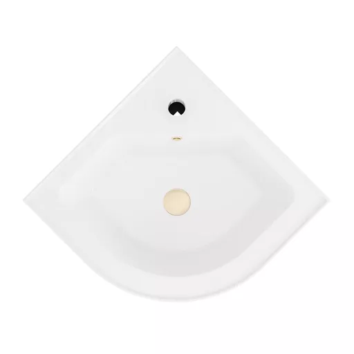 Hardwick 43cm x 43cm 1 Tap Hole Polymarble Corner Basin with Overflow - White