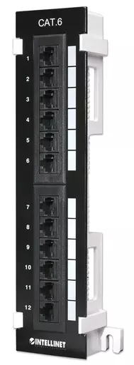 Intellinet Patch Panel, Cat6, Wall-mount, UTP, 12 Port, Black