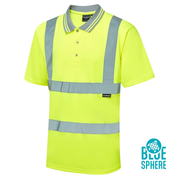 Picture of Supertouch Blue Sphere Supertouch Eco Hi Vis Yellow Birdeye Polo Shirt