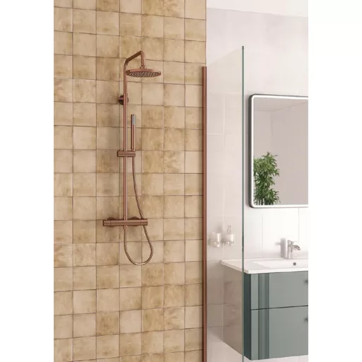 Meriden Round Telescopic Shower Set with Bar Valve - Brushed Bronze