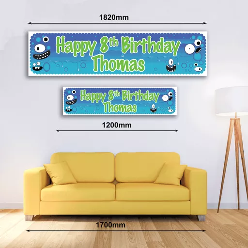 Personalised Banner - Blue Monster