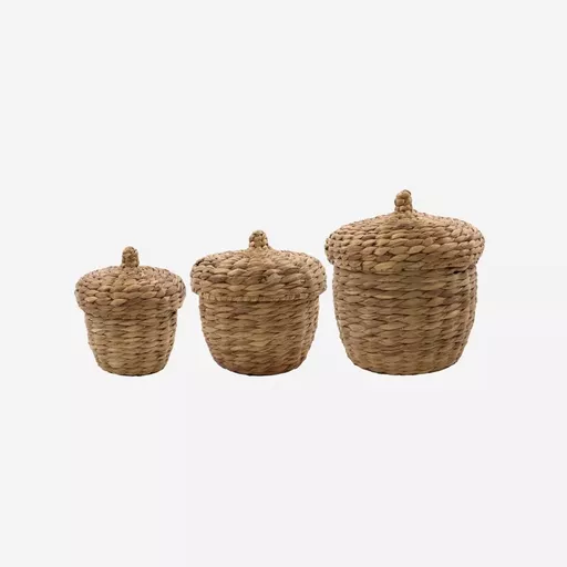 OUT OF STOCK - Basket with lid, HDAske, Natural, Set of 3