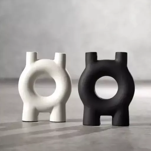 Abstract Candle Holder, Marisa, Matt Black