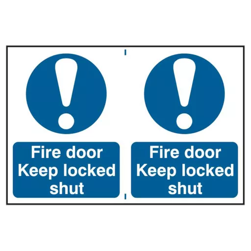ASEC `Fire Door Keep Locked Shut` 200mm x 300mm PVC Self Adhesive Sign