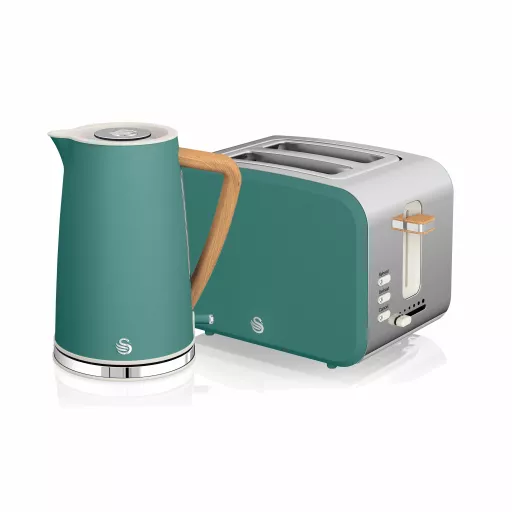 Nordic 2 Slice Toaster and Cordless Kettle in Set in Green