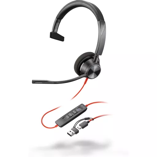 POLY Blackwire 3310 Microsoft Teams Certified Headset +USB-C/A Adapter TAA
