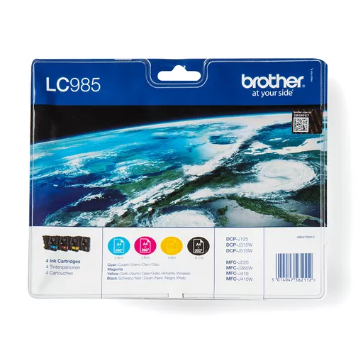 Brother LC-985VALBP Ink cartridge multi pack Bk,C,M,Y 300pg + 3x260pg Pack=4 for Brother DCP-J 125