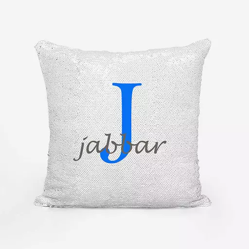 Personalised Sequin Cushion Gift – Custom Name & Initial 