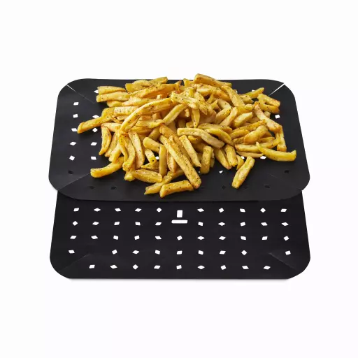 2 Pack of Rectangular Dual Basket Air Fryer Liners to fit 9 Litre