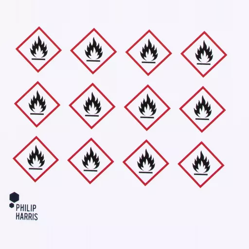 Philip Harris Hazard Warning Labels - Flammable GHS02 - Pack of 96 Stickers