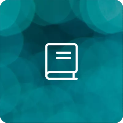 Blue bokeh background with book icon