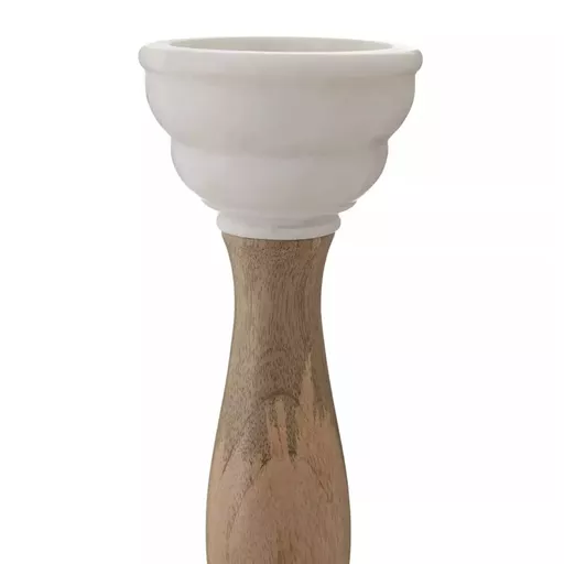 Candle Holder, Signe, Wooden Marble, Large