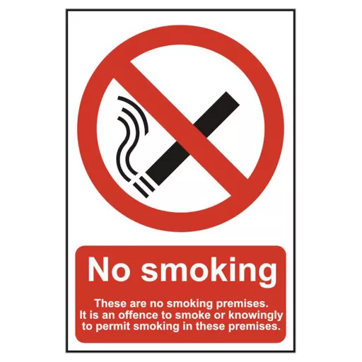 ASEC `No Smoking` 200mm x 300mm PVC Self Adhesive Sign