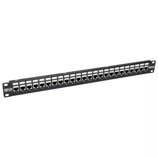 Tripp Lite N254-024-SH-6A 24-Port 1U Rack-Mount STP Shielded Cat6a Feedthrough Patch Panel, RJ45 Ethernet, TAA