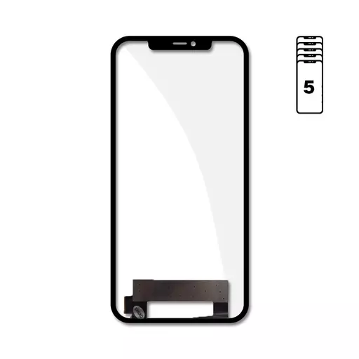 Glass w/ Touch (Glass + Digitizer + OCA) (5 Pack) (CERTIFIED) (Black) - For iPhone 12 Pro Max