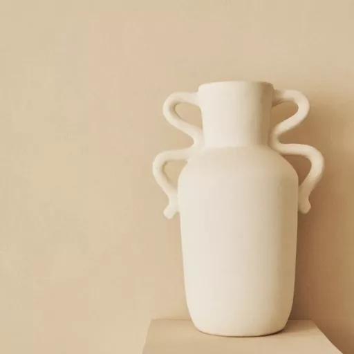 Cream Vase with Abstract Handles, Sonata, Large