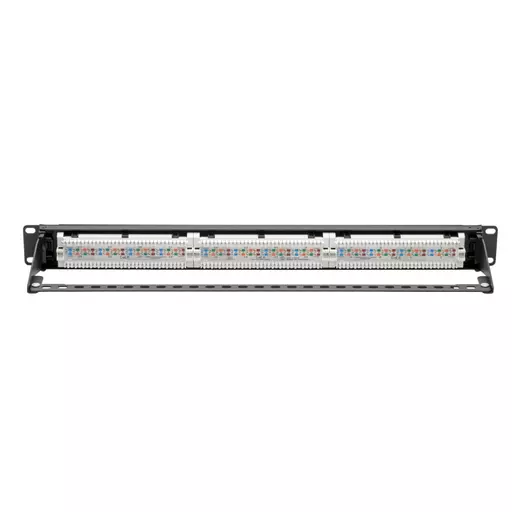 Tripp Lite N252-P24 Cat6 24-Port Patch Panel - PoE+ Compliant, 110/Krone, 568A/B, RJ45 Ethernet, 1U Rack-Mount, TAA