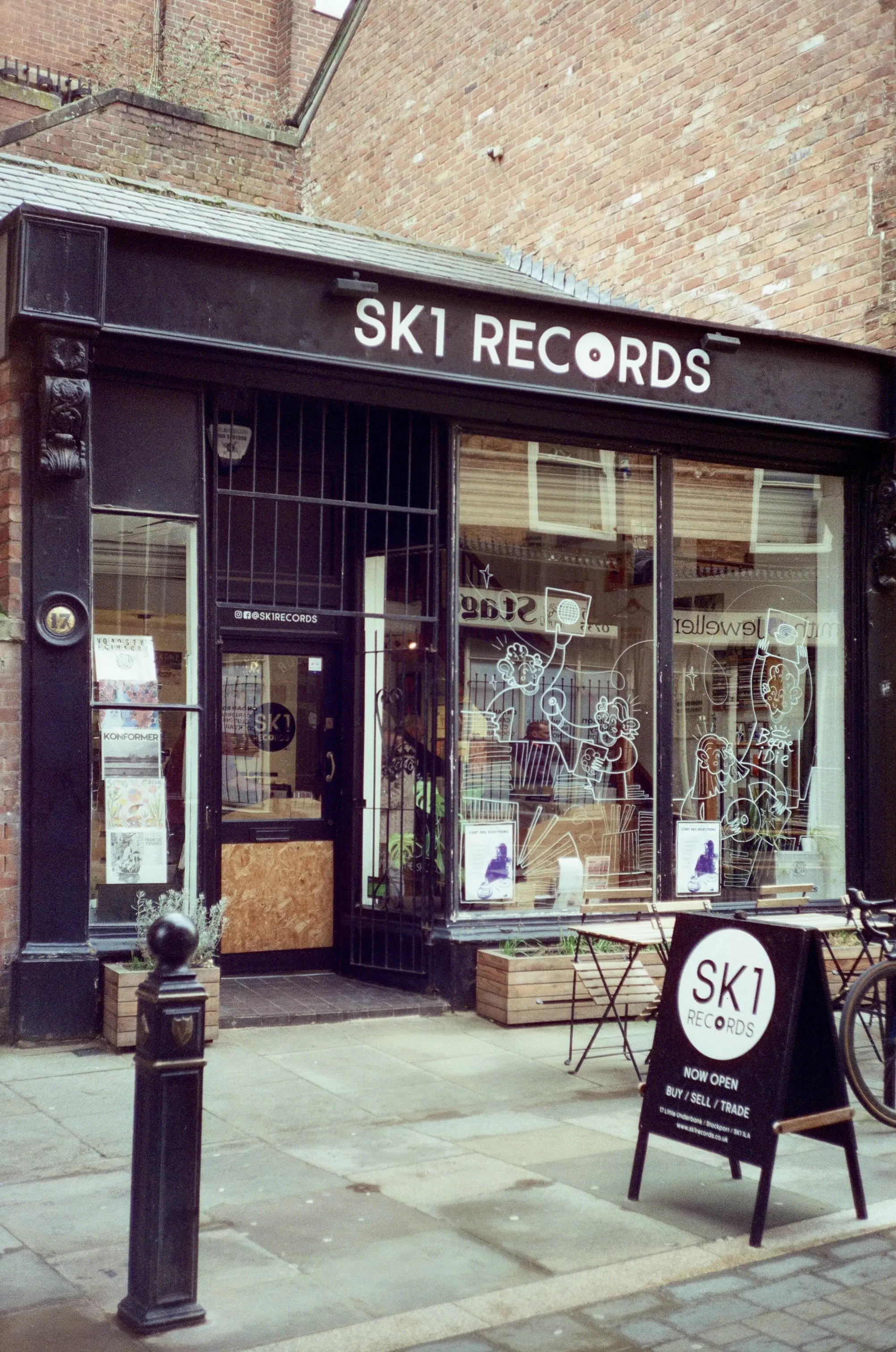 Exterior shot of SK1 Records shop in Stockport