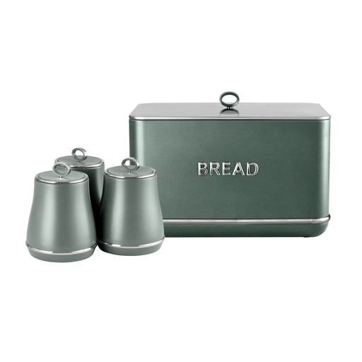 Tower Renaissance Bread Bin & Set of 3 Canisters Forest Green