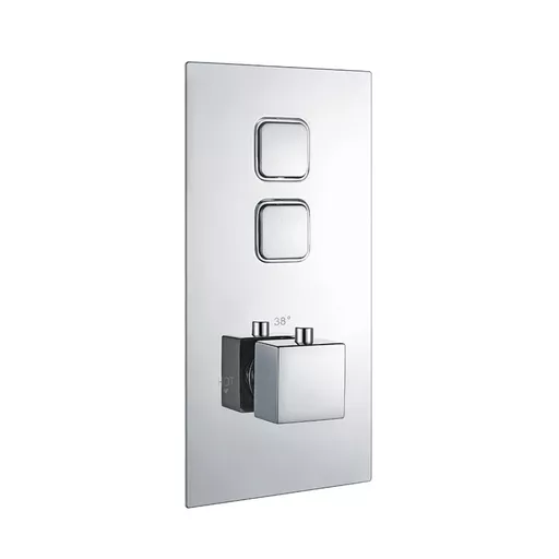 Concealed Thermostatic Shower Valve with Double Square Push Button - Chrome